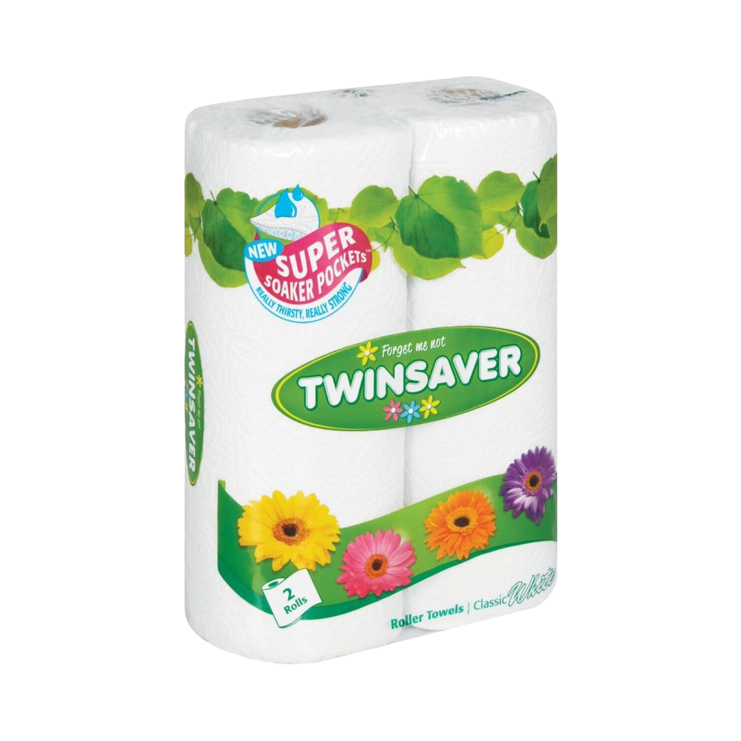 Twinsaver White Kitchen Roller Towels 2 Pack